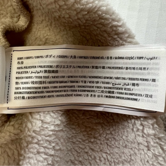 Abercrombie & Fitch Pullover Asymmetrical Snap-Up Quilted Beige Fleece XXL - Picture 7 of 9